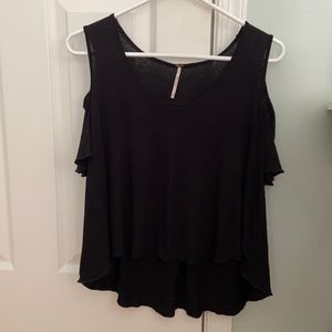 Free People Asymmetrical Tee w/ Shoulder Cut Outs
